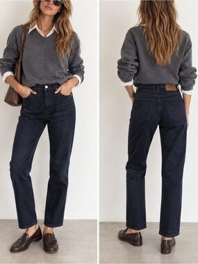 CALVIN KLEIN vintage high rise navy blue jeans pants straight leg 26 nautical